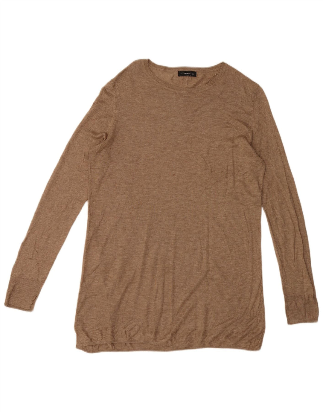 Zara Haut long à manches longues pour femme UK 14 Viscose marron moyen