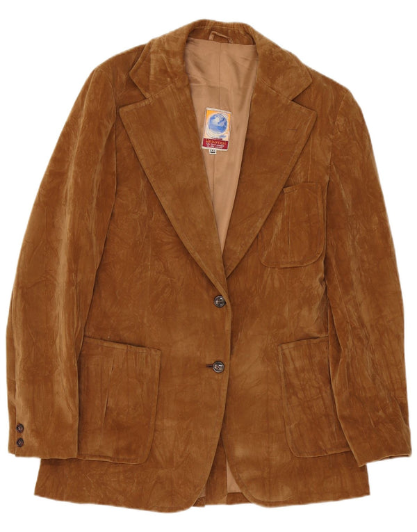vintage Femme 2 Boutons Blazer En Daim Veste EU 38 Brun Moyen