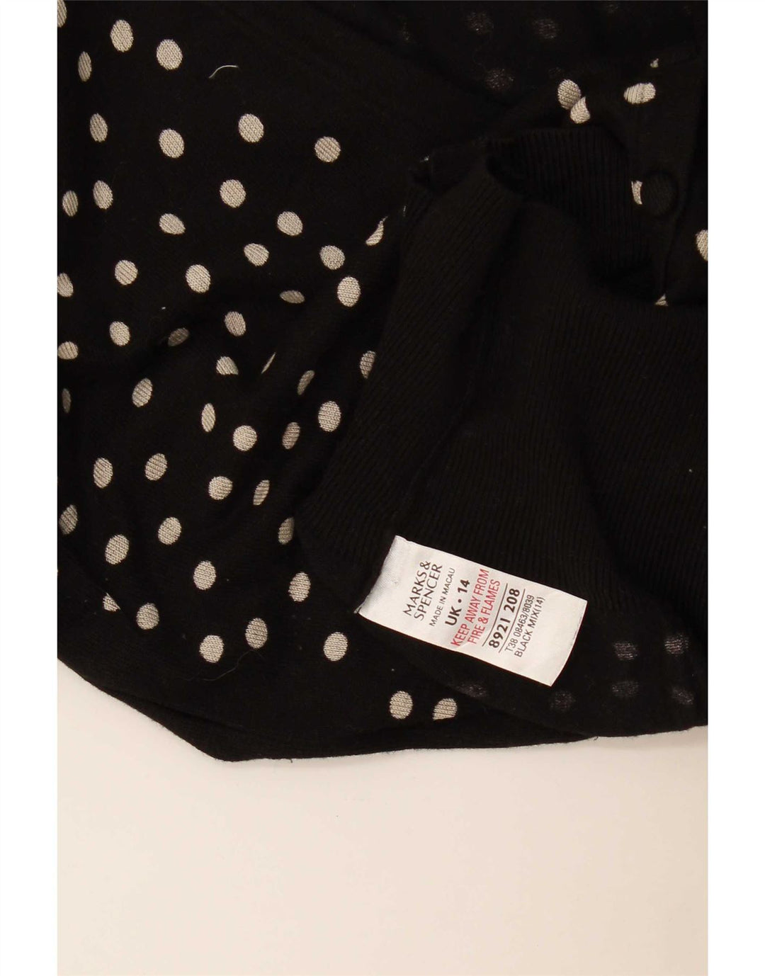 Marks & Spencer Cardigan pour femme UK 14 Medium Noir à pois