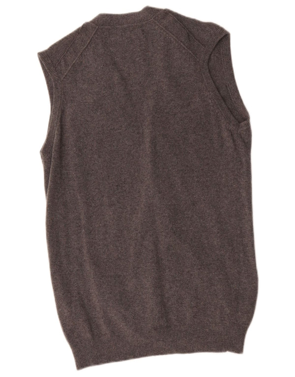 Massimo Dutti Cardigan sans manches en laine gris moyen pour homme