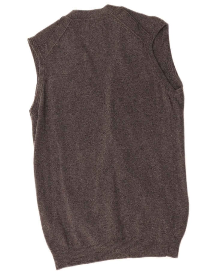 Massimo Dutti Cardigan sans manches en laine gris moyen pour homme