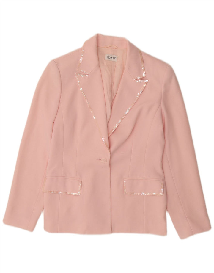 TOGETHER Veste Blazer 1 Bouton Femme UK 12 Rose Moyen Polyester