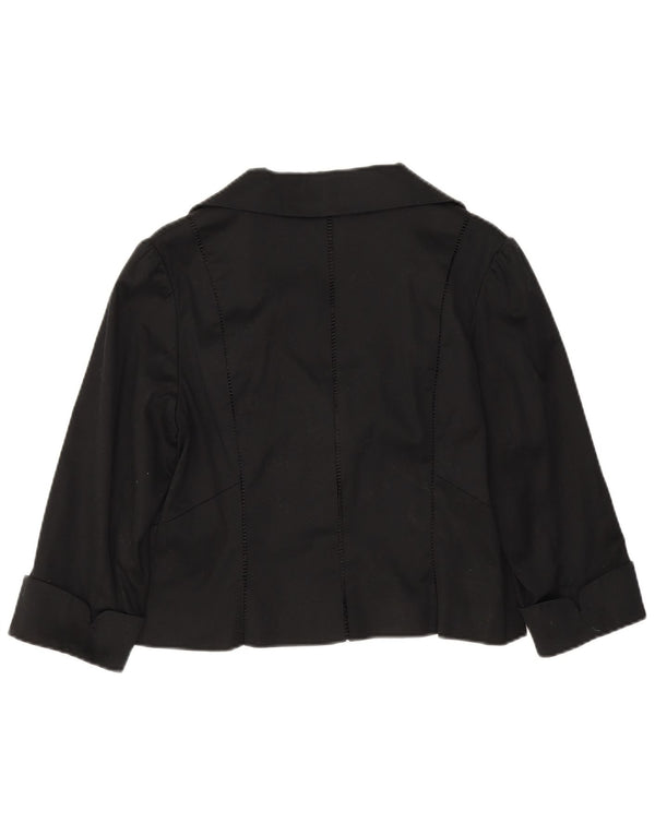 Coast Veste blazer courte à manches 3/4 pour femme UK 14 en coton noir moyen