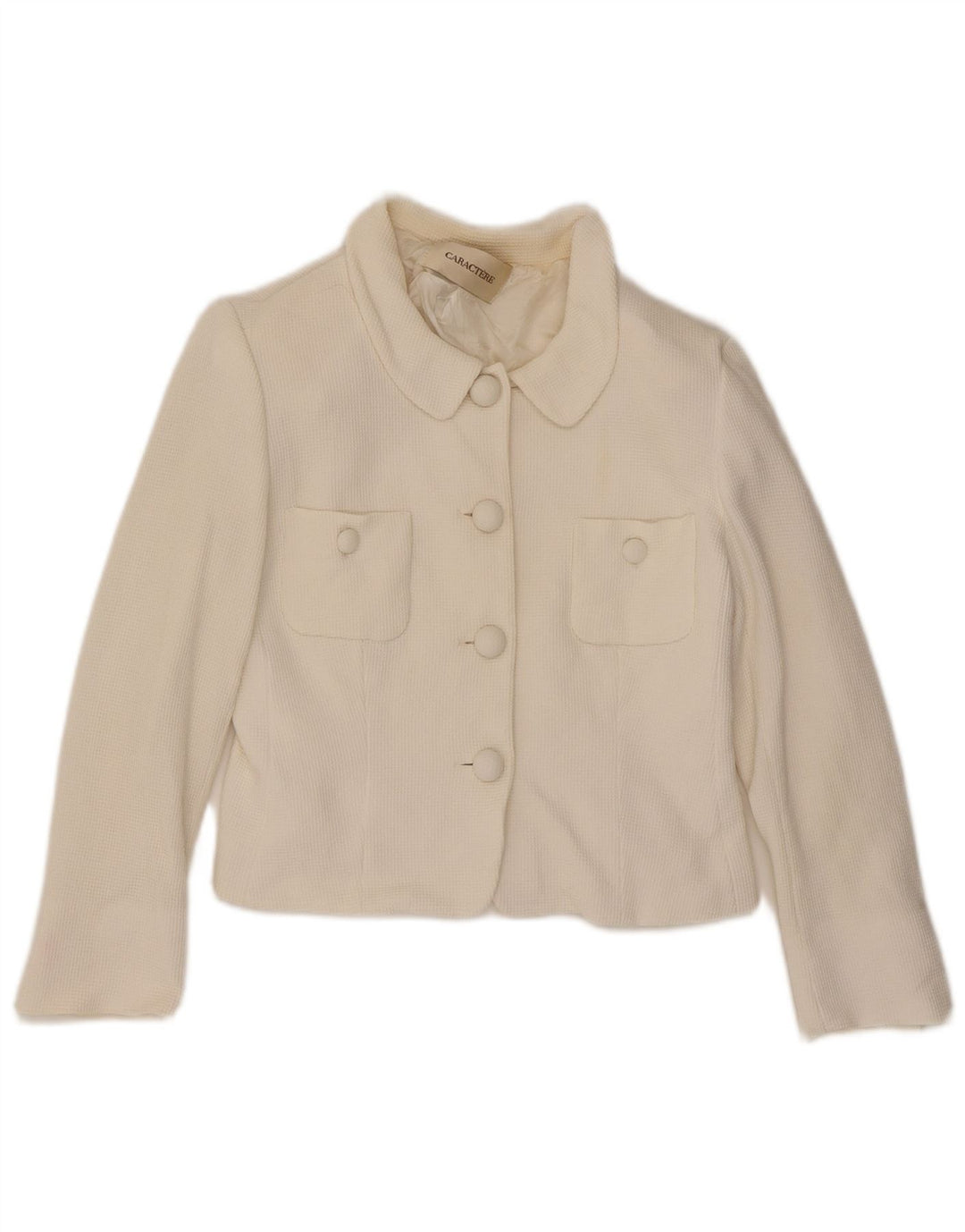 Caractere Veste blazer courte à 4 boutons pour femme UK 12 Blanc moyen
