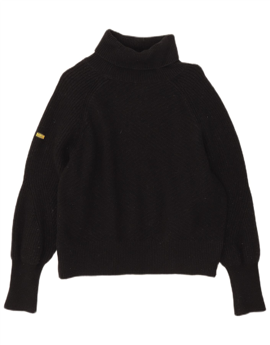 Barbour Pull surdimensionné à col roulé pour femme UK 10 Petit coton noir