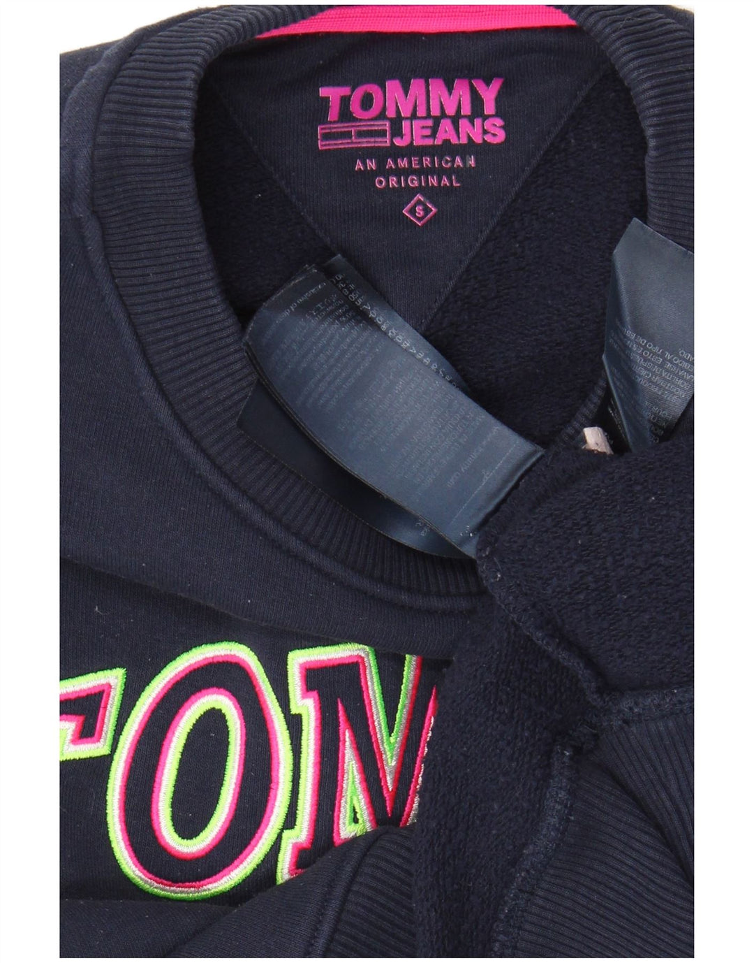 TOMMY HILFIGER Sweat-shirt court pour femme UK 10 Small Bleu marine