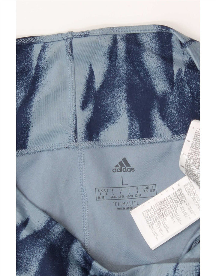 Adidas Climalite Abstract Pattern Leggings UK 16/18 Large Bleu