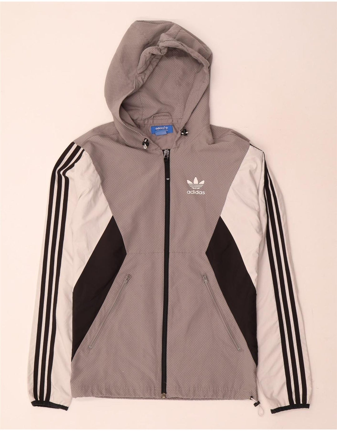 Adidas Veste de pluie à capuche pour homme UK 34 XS Gris Colorblock Polyester