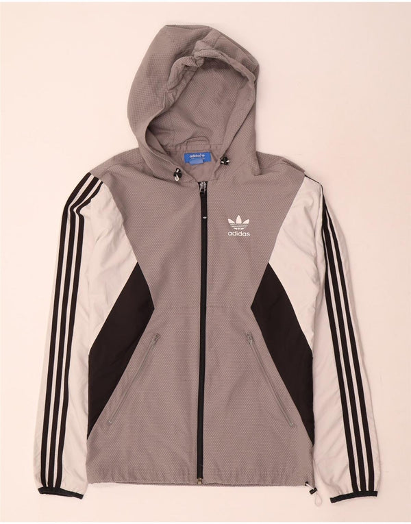 Adidas Veste de pluie à capuche pour homme UK 34 XS Gris Colorblock Polyester