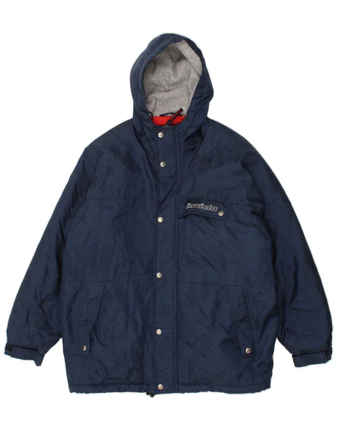 INVICTA Boys Hooded Windbreaker Jacket 13-14 Years Navy Blue Polyamide Vintage Invicta and Second-Hand Invicta from Messina Hembry 
