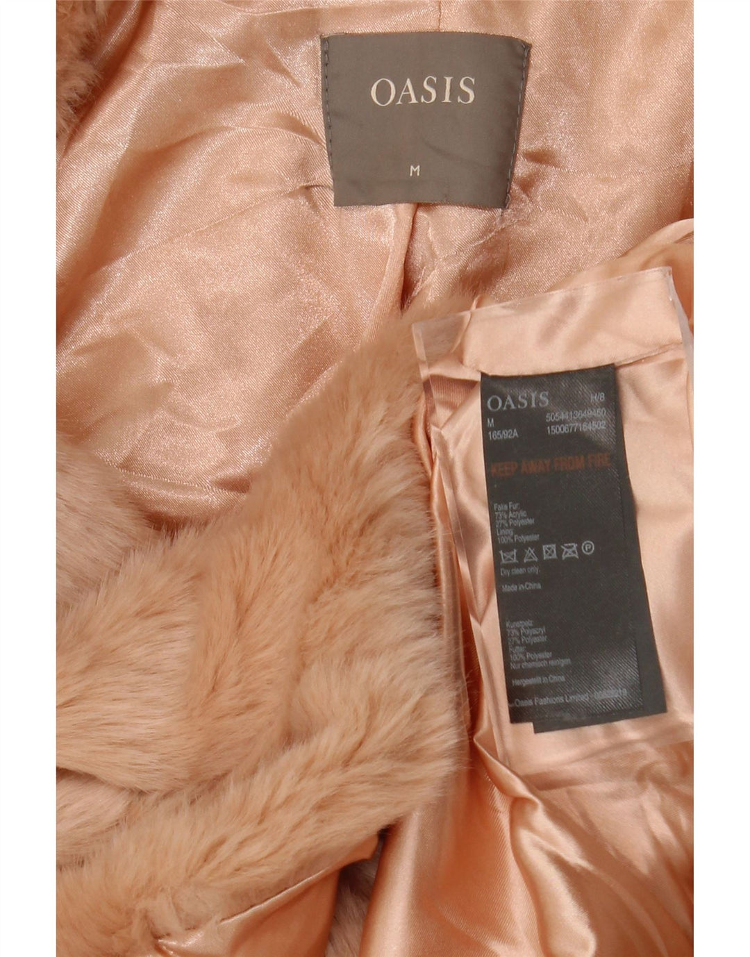 Oasis Veste en fausse fourrure pour femme UK 14 Acrylique rose moyen