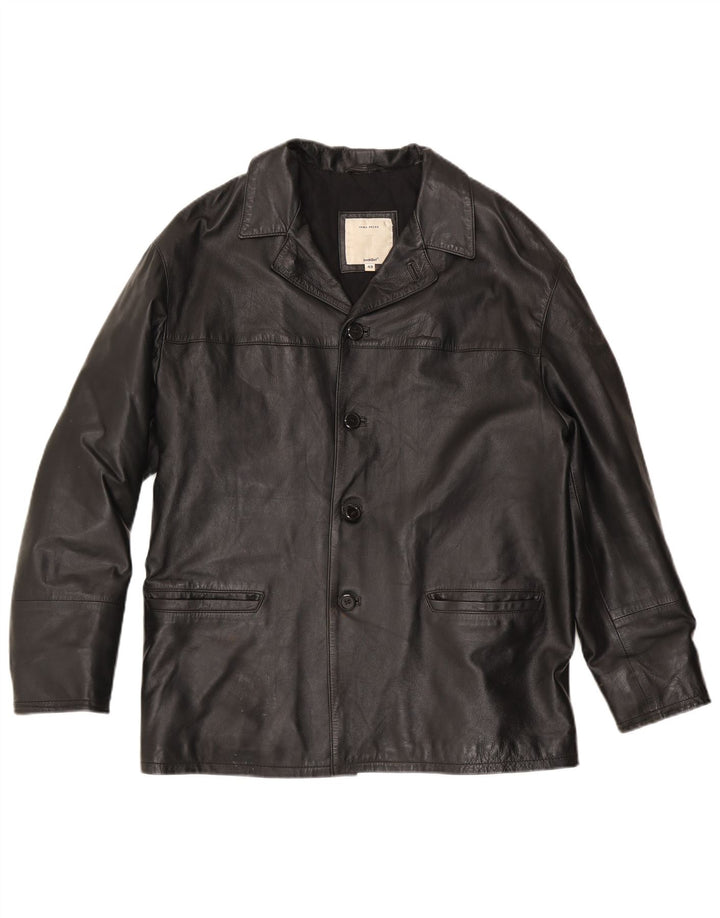 Conbipel Veste Blazer En Cuir 4 Boutons Homme IT 48 Cuir Noir Moyen