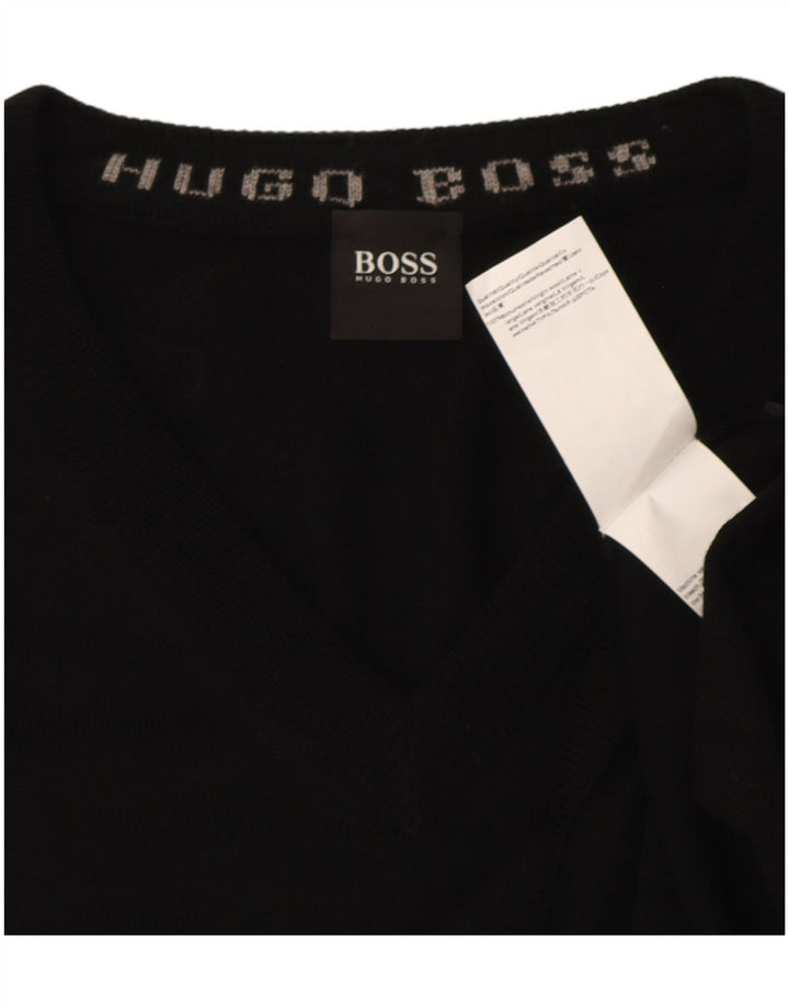 HUGO BOSS Homme Pull col V Large Laine Noir