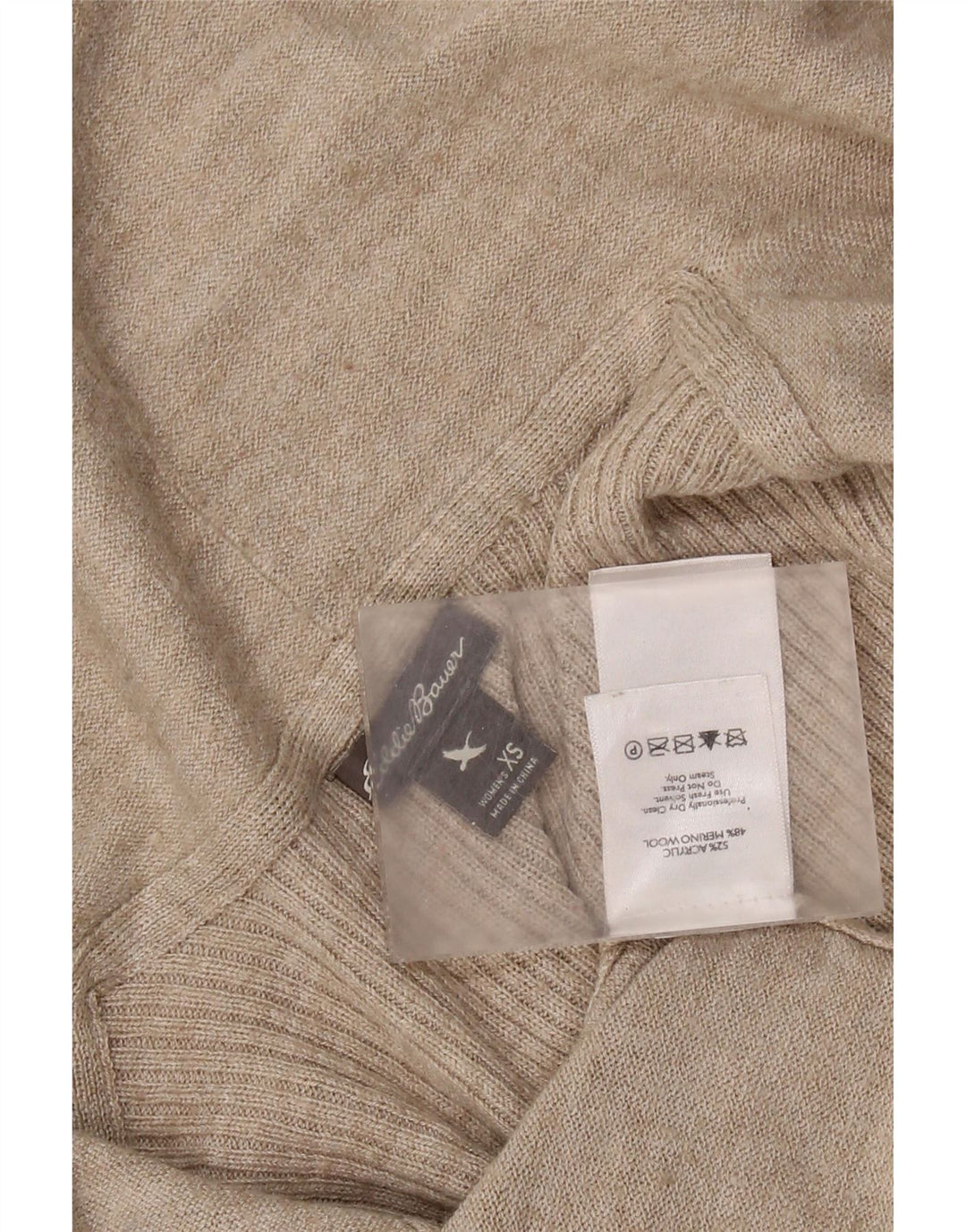 EDDIE BAUER Pull Cardigan Ouvert pour Femme UK 6 XS Acrylique Beige