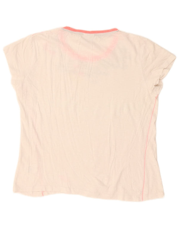 Lotto T-shirt graphique pour femme UK 46 Grand coton géométrique blanc