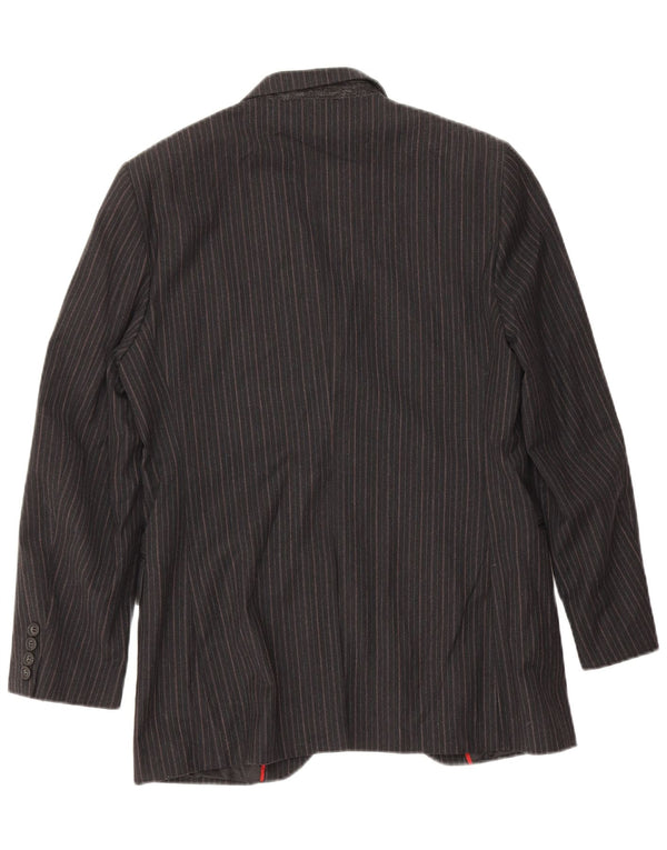 Sisley Veste Blazer 3 Boutons Homme IT 46 Petit Gris Coton Rayé