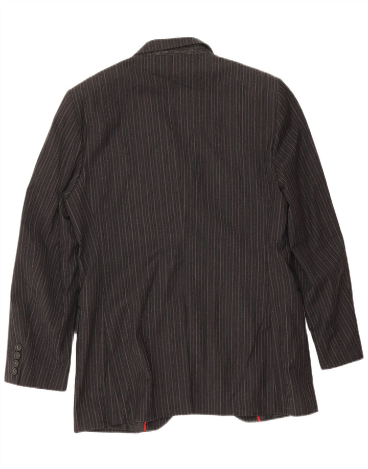 Sisley Veste Blazer 3 Boutons Homme IT 46 Petit Gris Coton Rayé