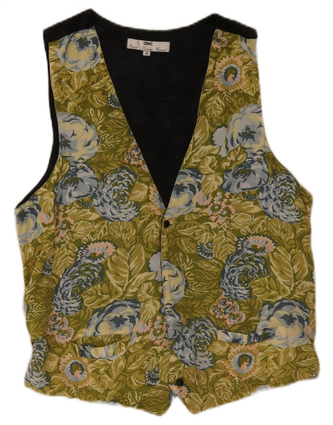 3K Gilet Homme Petit Vert Floral Coton