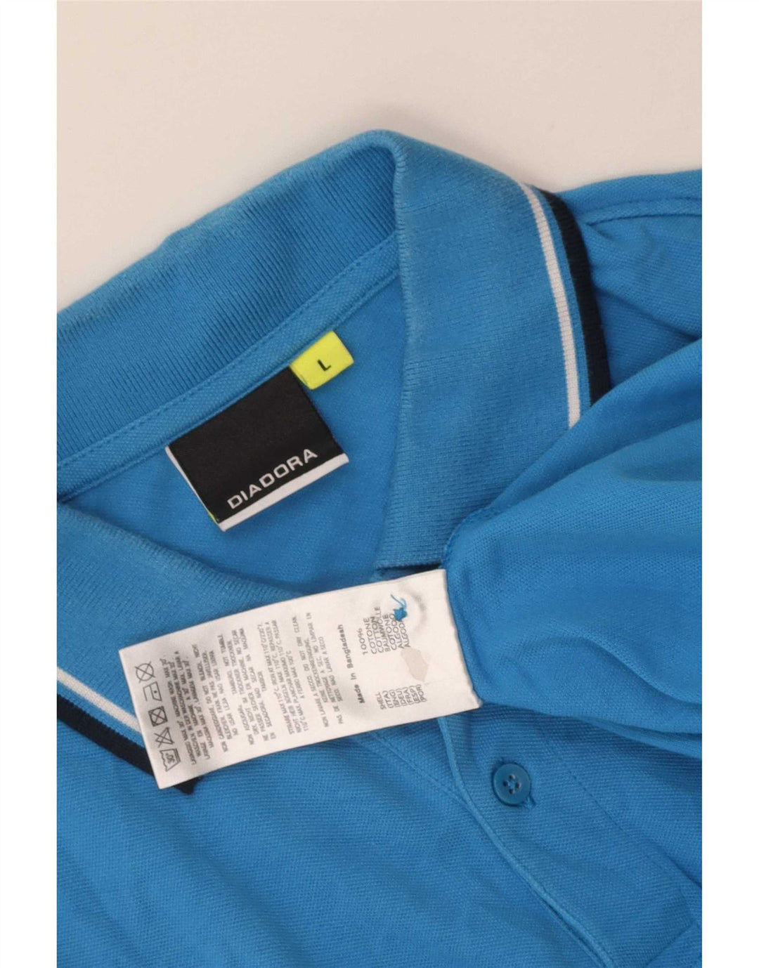 Diadora Polo Homme Large Bleu Rayé Coton