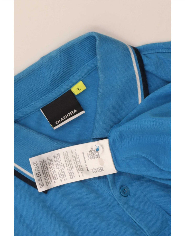 Diadora Polo Homme Large Bleu Rayé Coton