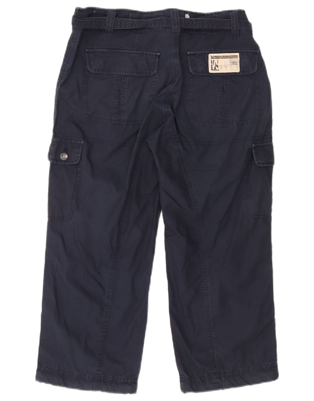 Think Pink Pantalon Capri Cargo Droit Femme Large W32 L22 Bleu Marine