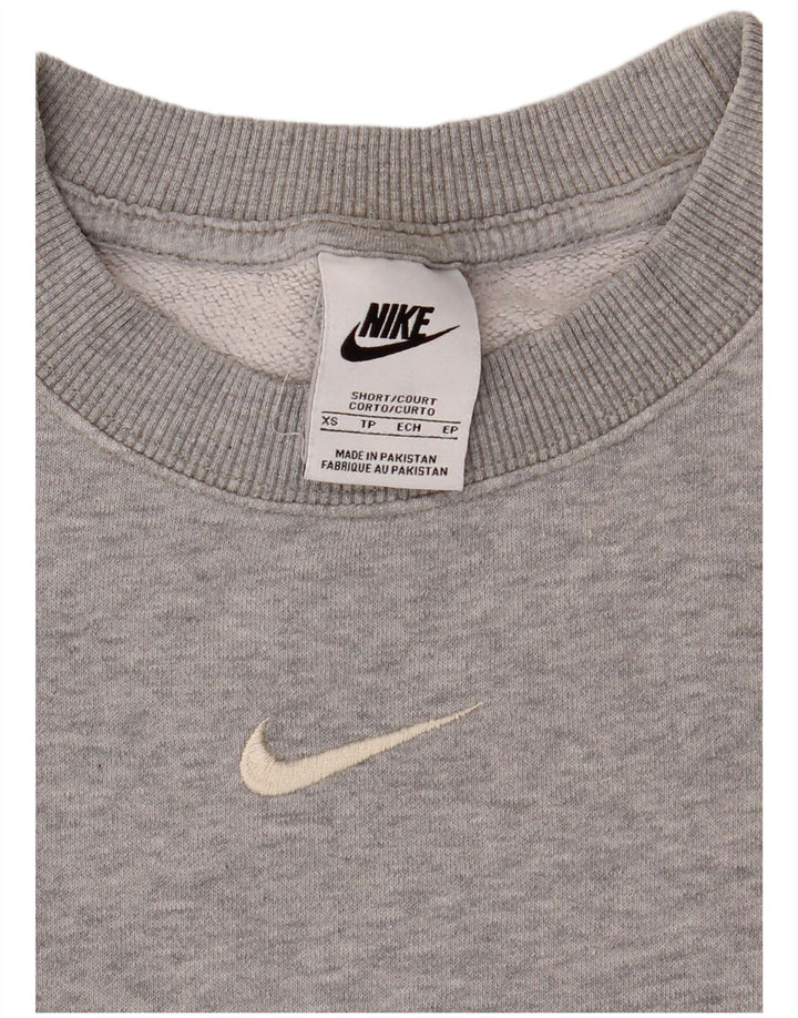 NIKE Femmes Surdimensionné Crop Batwing Sweatshirt Jumper UK 6 XS Gris