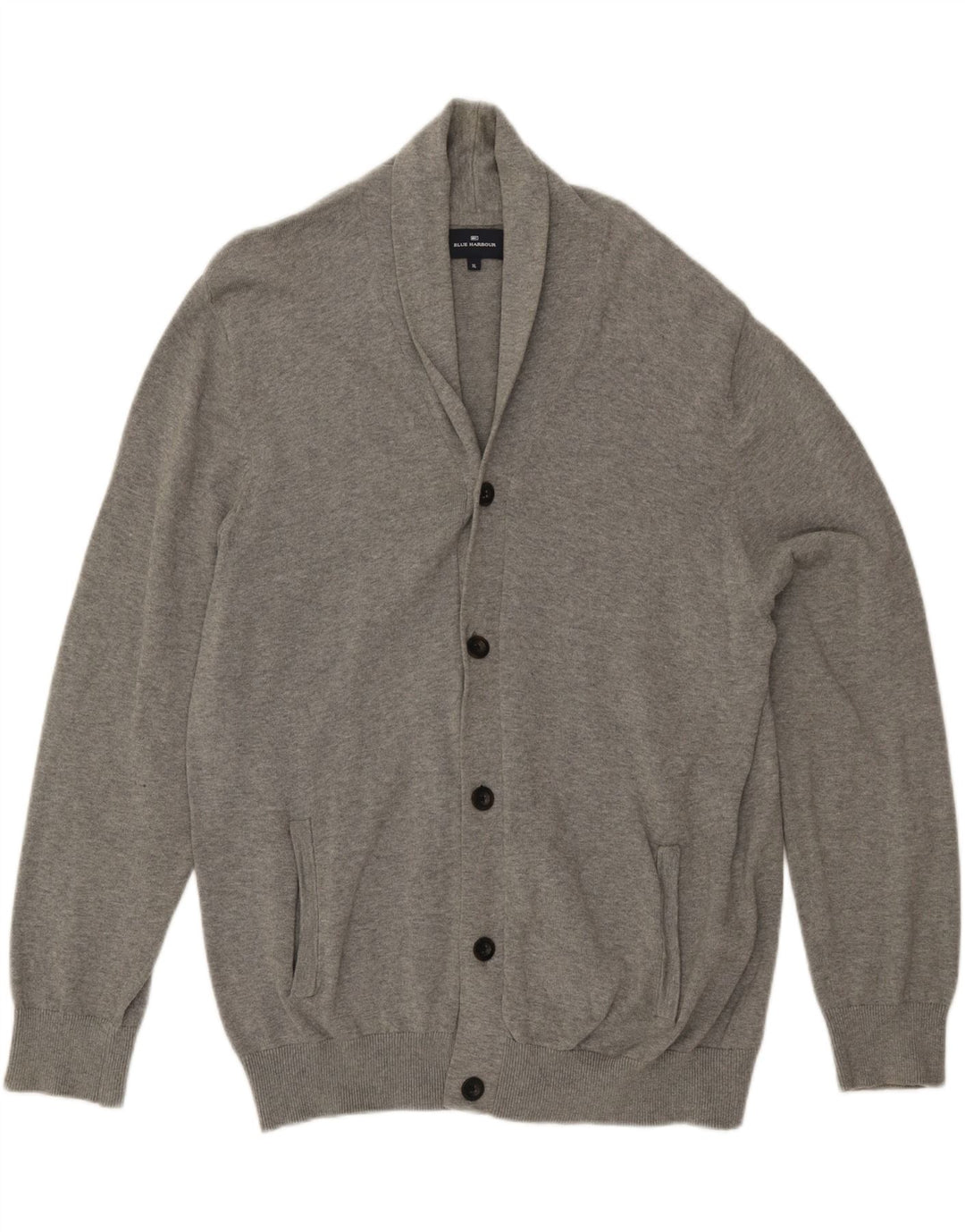 BLUE HARBOUR Mens Cardigan Sweater XL Grey Cotton Vintage Blue Harbour and Second-Hand Blue Harbour from Messina Hembry 
