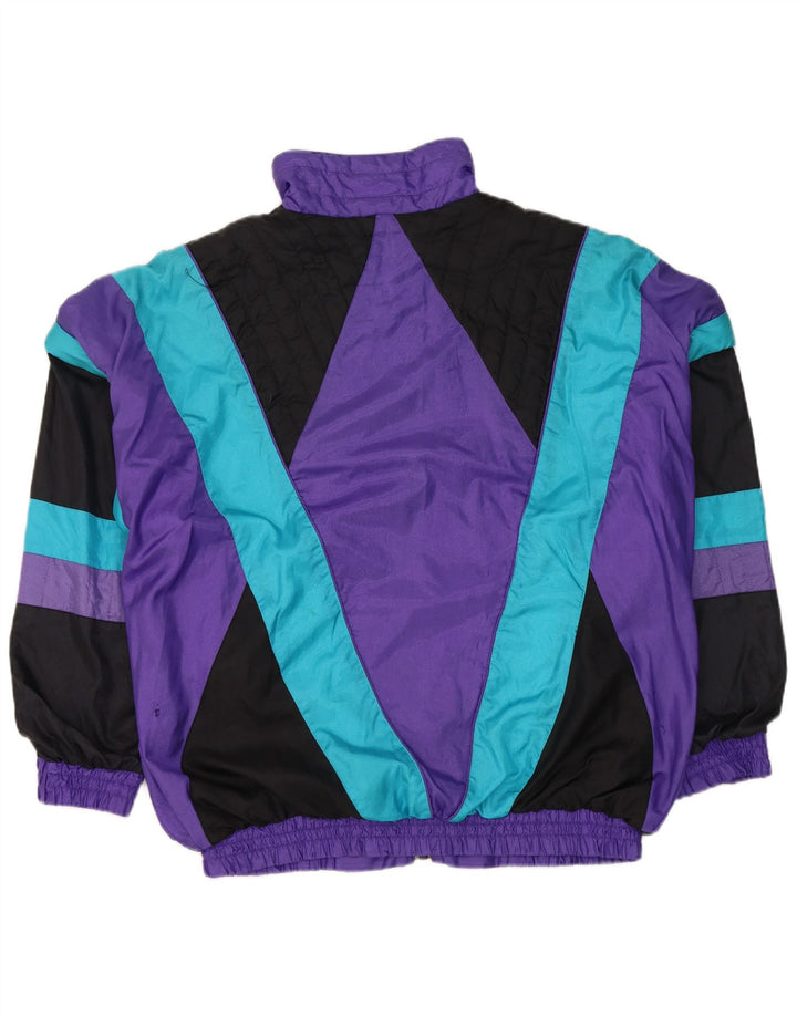 vintage Mens Survêtement Top Veste Grand Violet Colourblock Nylon