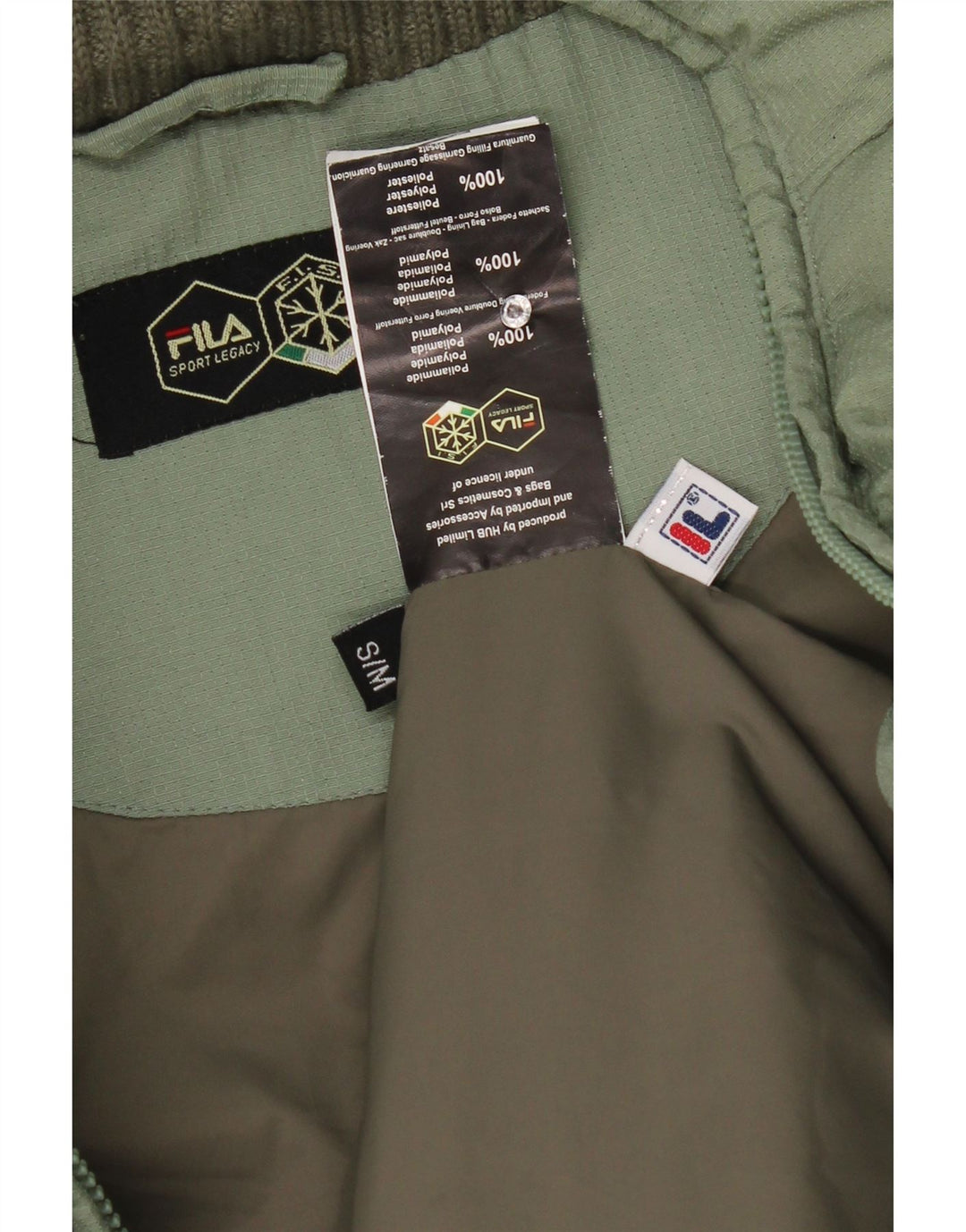 Fila Veste rembourrée à capuche pour homme UK 36 Small Vert Polyamide