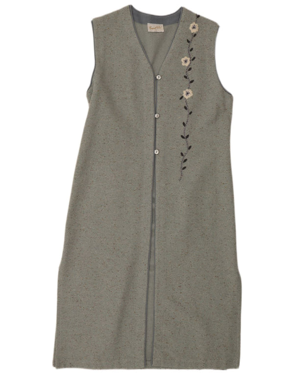 Tricot Chic Robe Maxi sans Manches Femme UK 44 Gris Moyen Moucheté