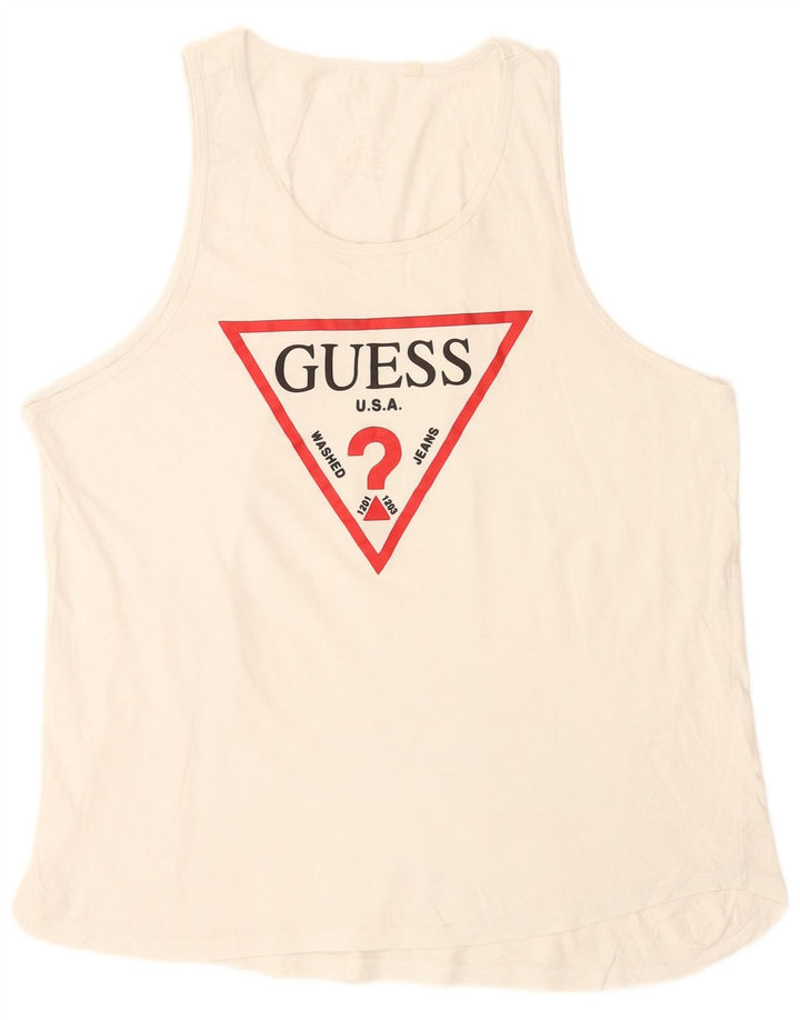 Guess Débardeur Graphique Homme Grand Blanc