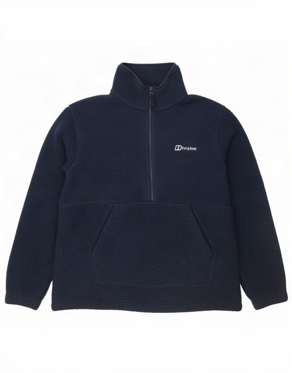Berghaus Womens Zip Neck Oversized Fleece Jumper UK 10 Small Navy Blue