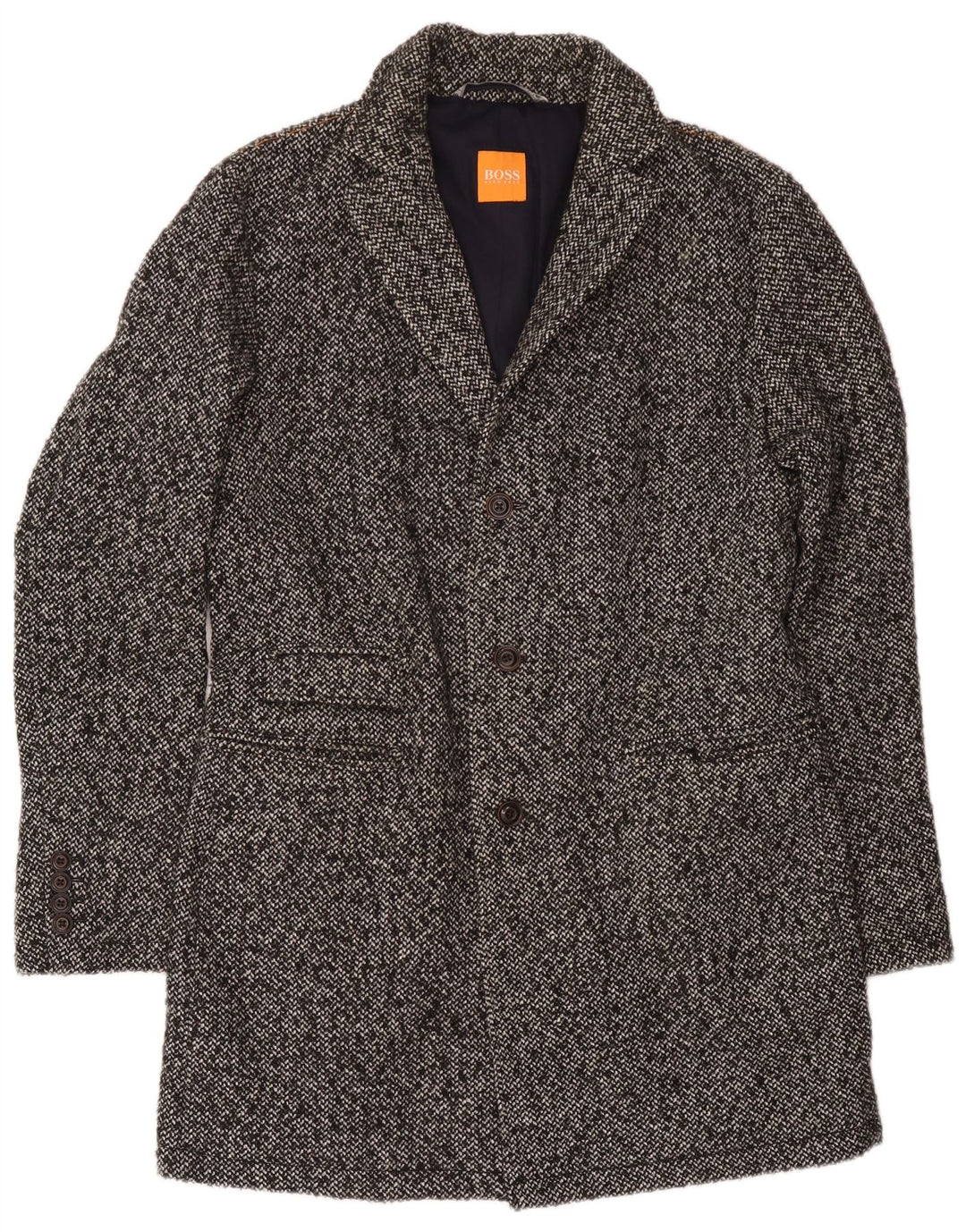 Hugo Boss Manteau Homme UK 52 XL Gris Moucheté Polyacrylique