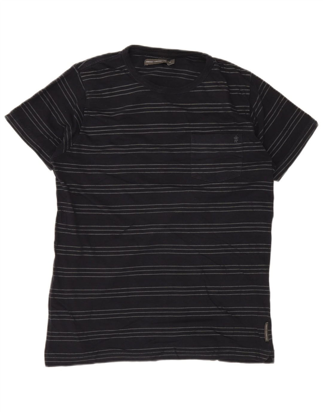 French Connection T-Shirt Homme Bleu Marine Rayé Coton