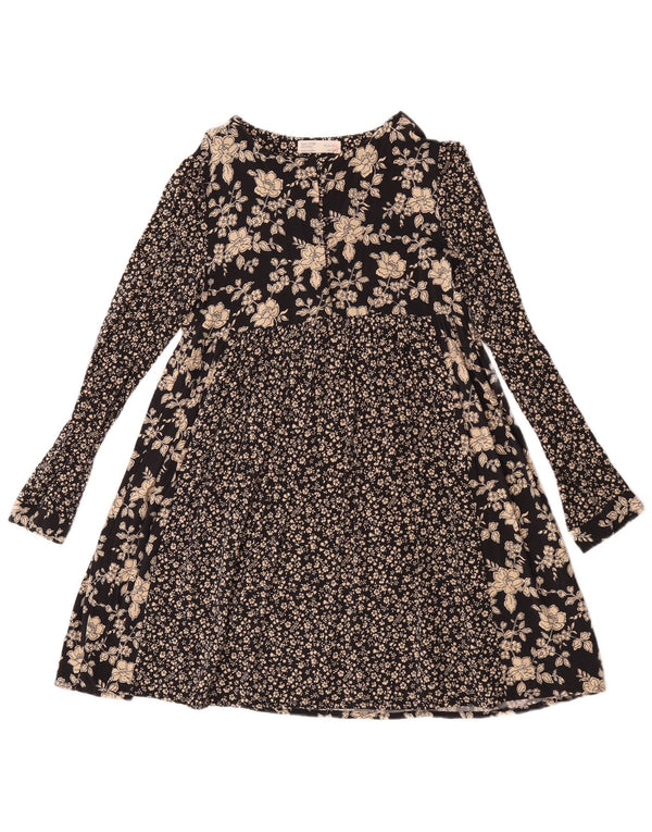 Zara Robe trapèze à manches longues pour fille 13-14 ans Noir Floral