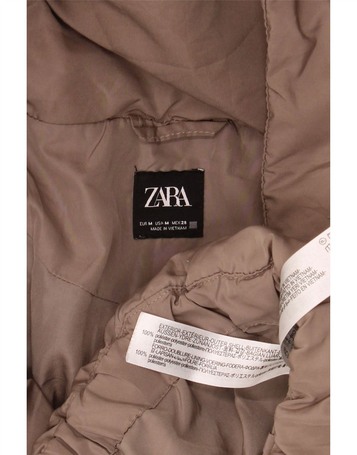 Zara Veste matelassée surdimensionnée à capuche pour femme UK 14 Polyester marron moyen