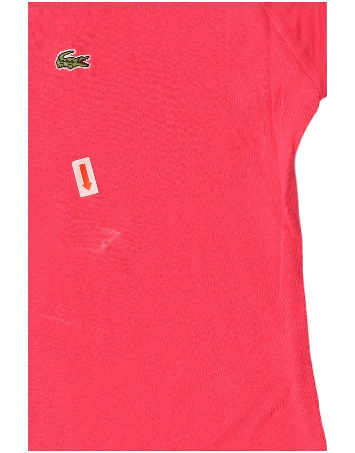 LACOSTE T-Shirt Femme Top Taille 42 Large Rose Coton