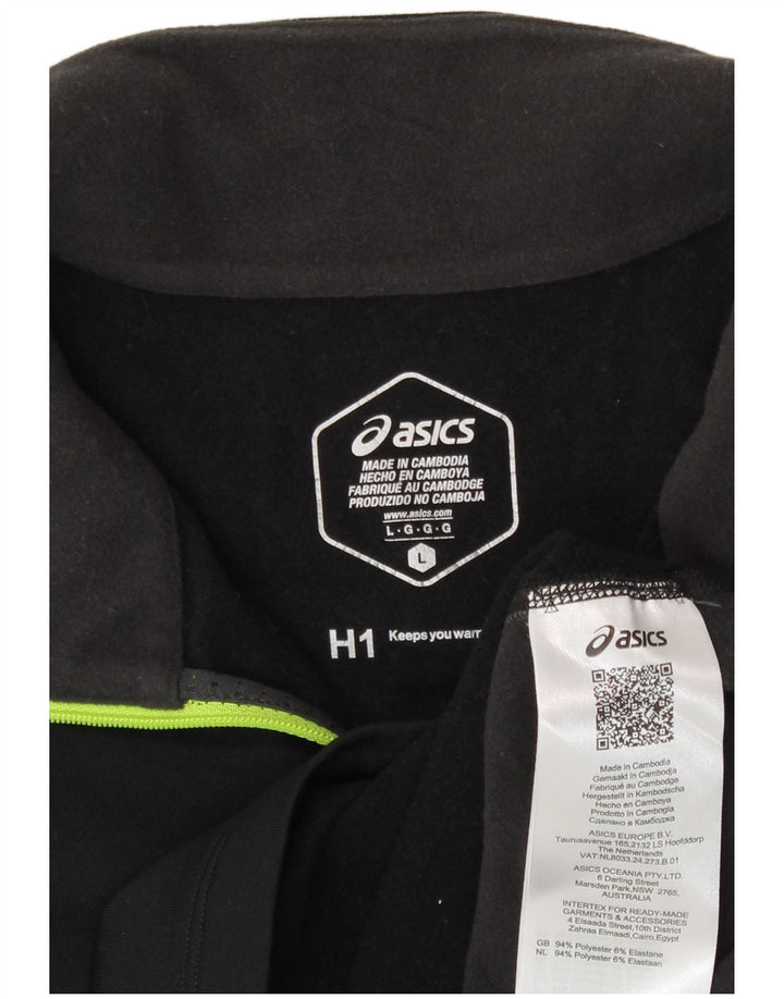 Asics Haut de survêtement à col zippé pour hommes, grand, noir, colour block