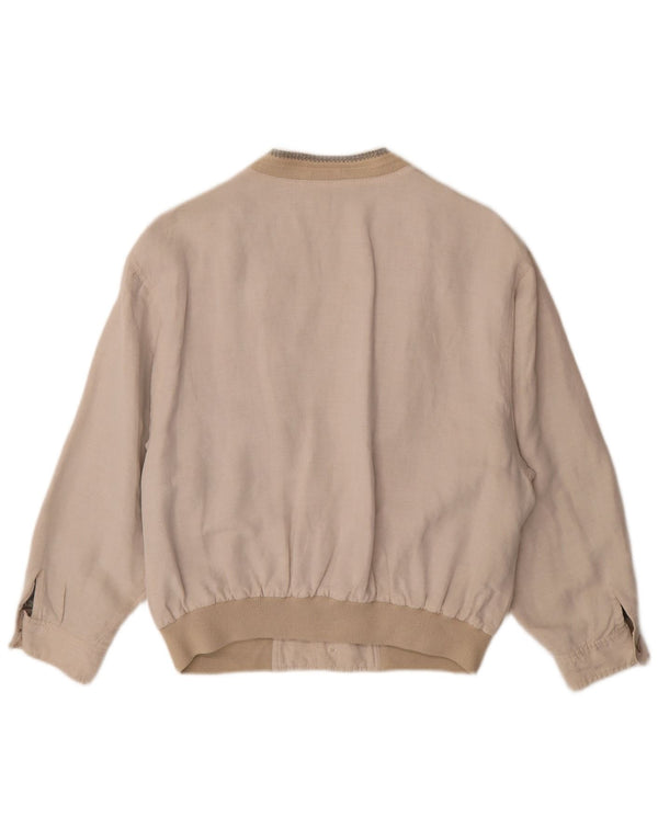 Veste Bomber Homme Vintage UK 38 Viscose Géométrique Beige Moyen