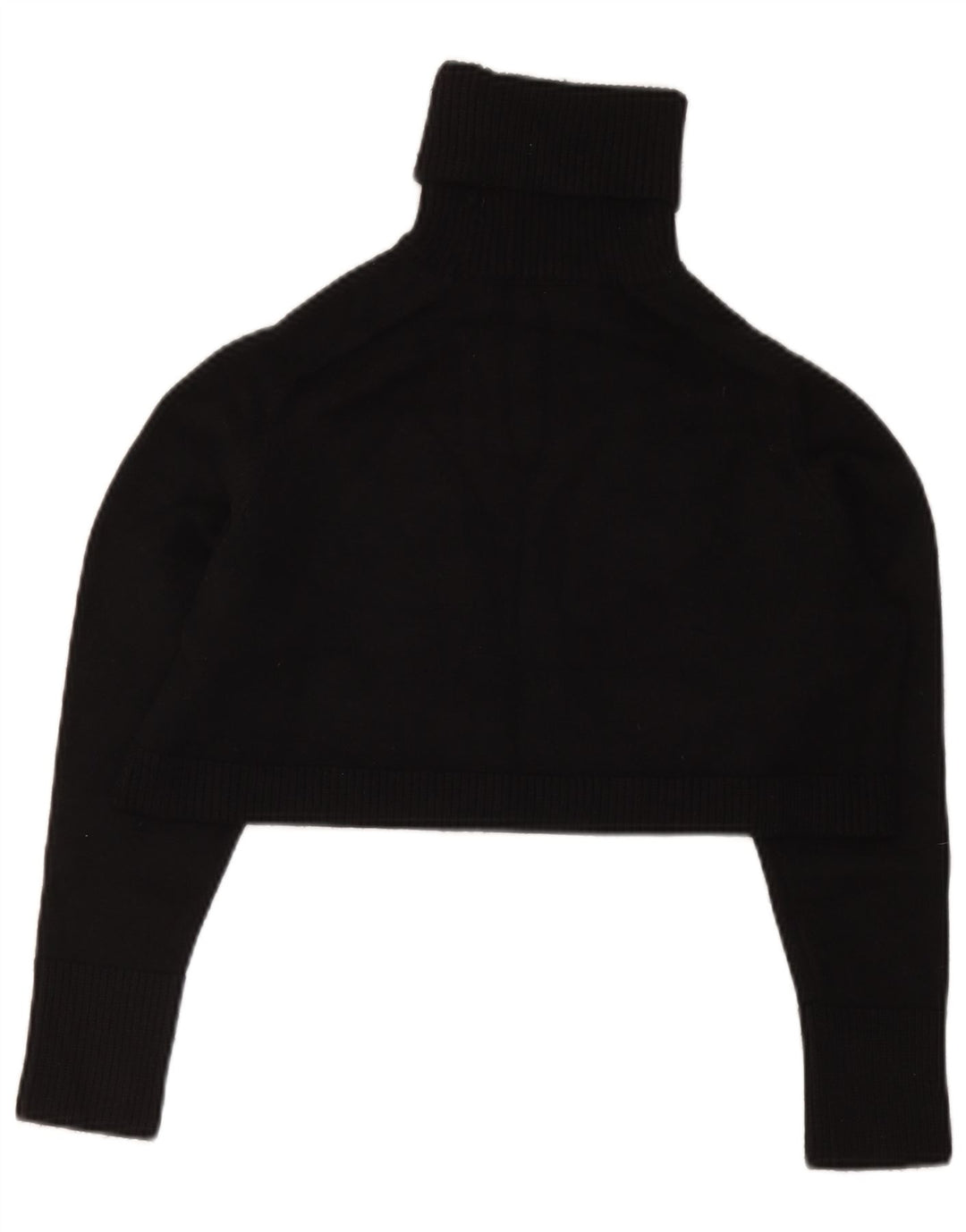 Zara Femme Haut Court Col Roulé UK 10 Petit Viscose Noir