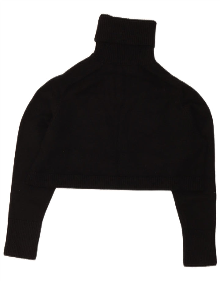 Zara Femme Haut Court Col Roulé UK 10 Petit Viscose Noir