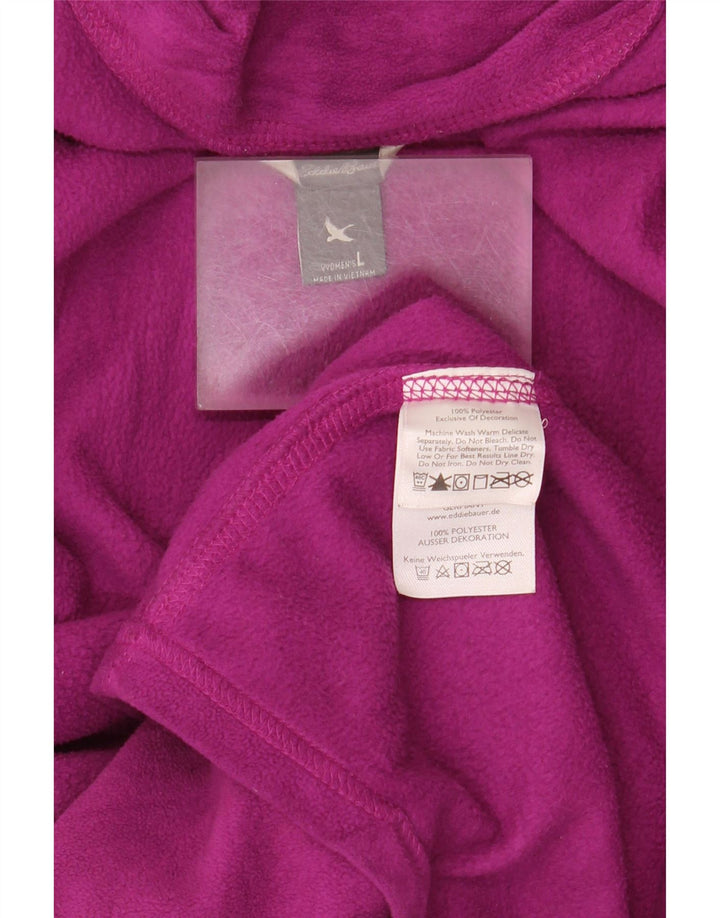 EDDIE BAUER Pull polaire à col zippé pour femme UK 16 Large Violet Polyester