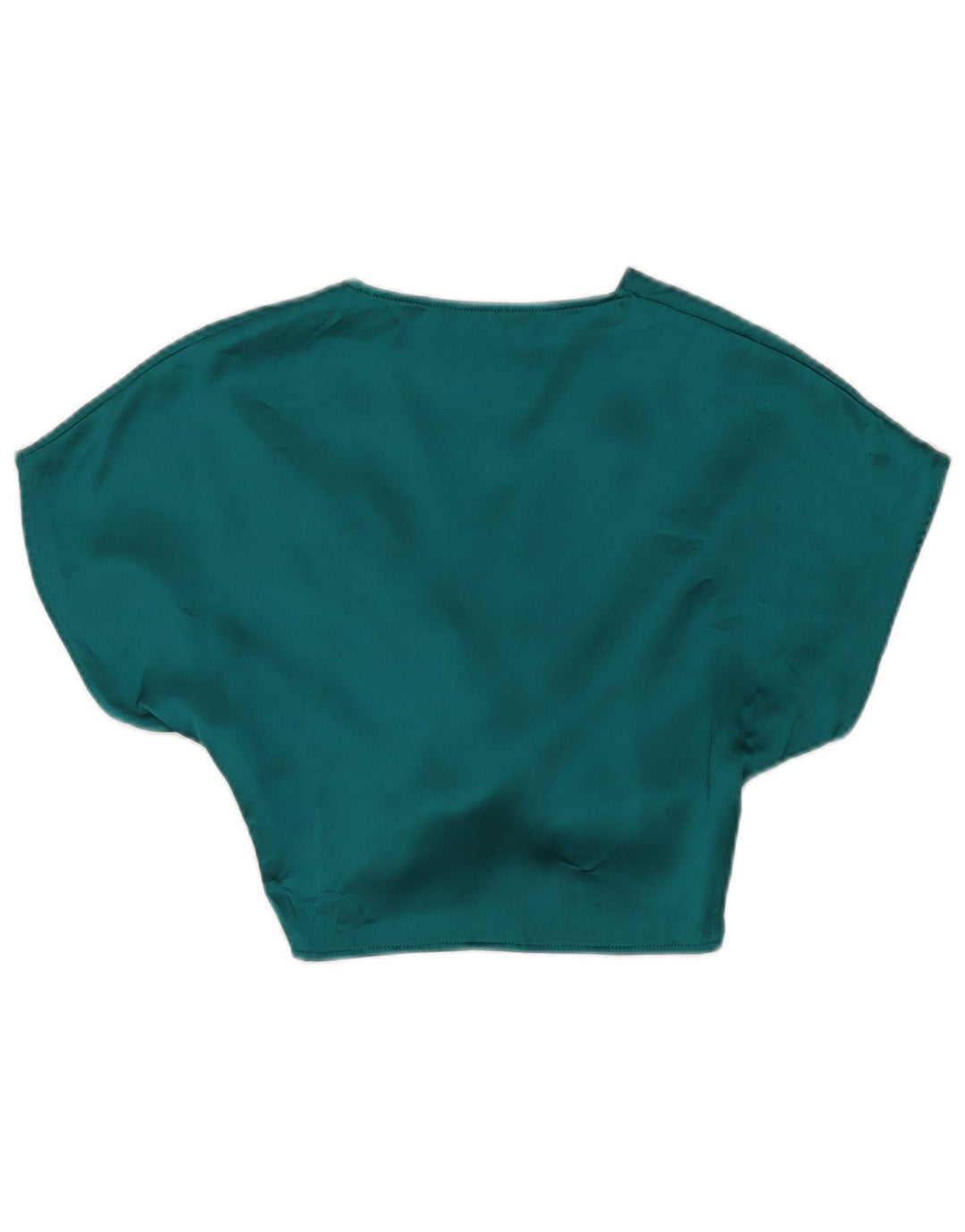 Zara Femmes Crop Blouse Top UK 6 XS Vert Polyester