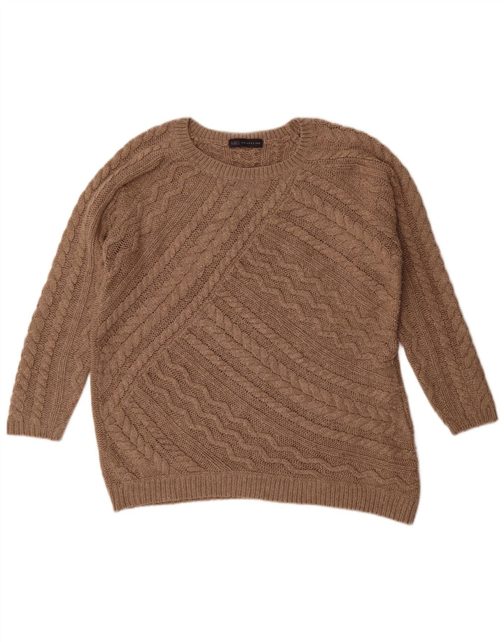 Marks & Spencer Pull surdimensionné à col rond pour femme UK 14 Large Marron