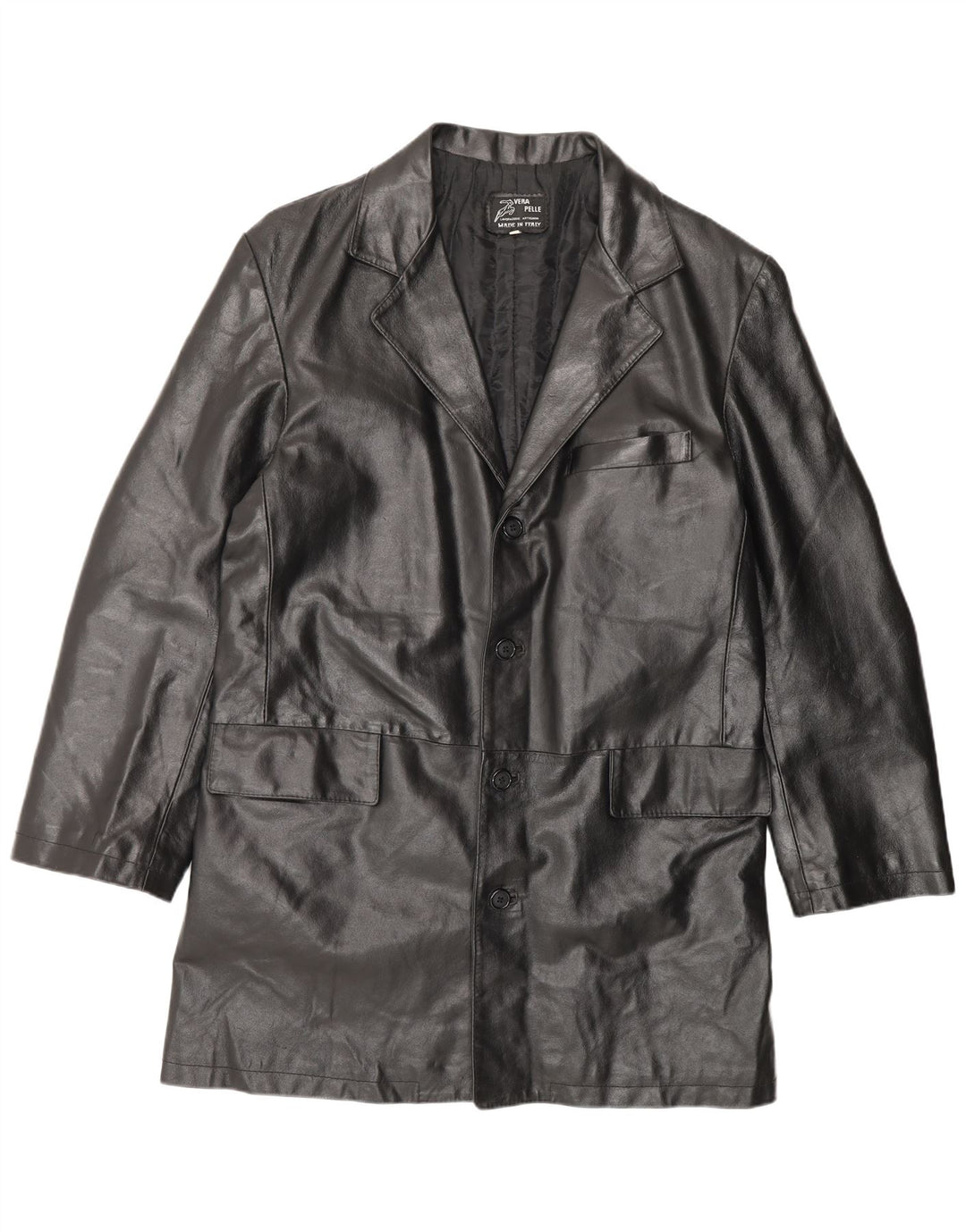 Manteau en cuir homme vintage IT 56 3XL Cuir noir