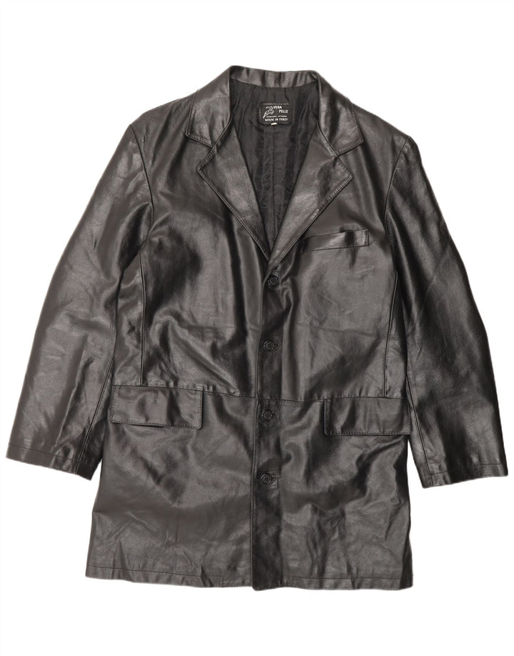 Manteau en cuir homme vintage IT 56 3XL Cuir noir