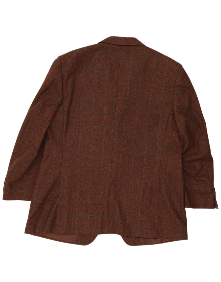 Canali Veste Blazer 3 Boutons Homme IT 58 4XL Laine à Carreaux Marron