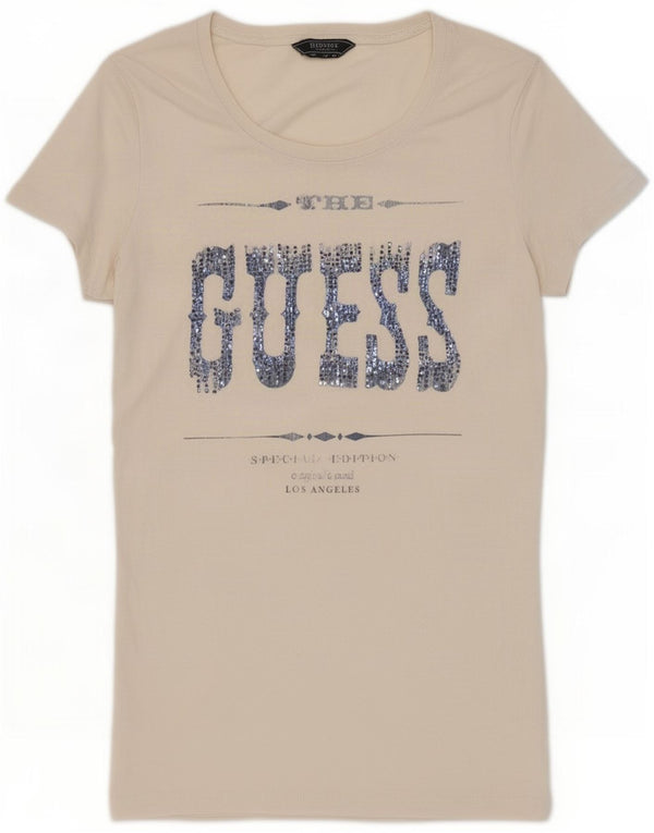 Guess T-shirt graphique pour femme UK 12 Blanc moyen