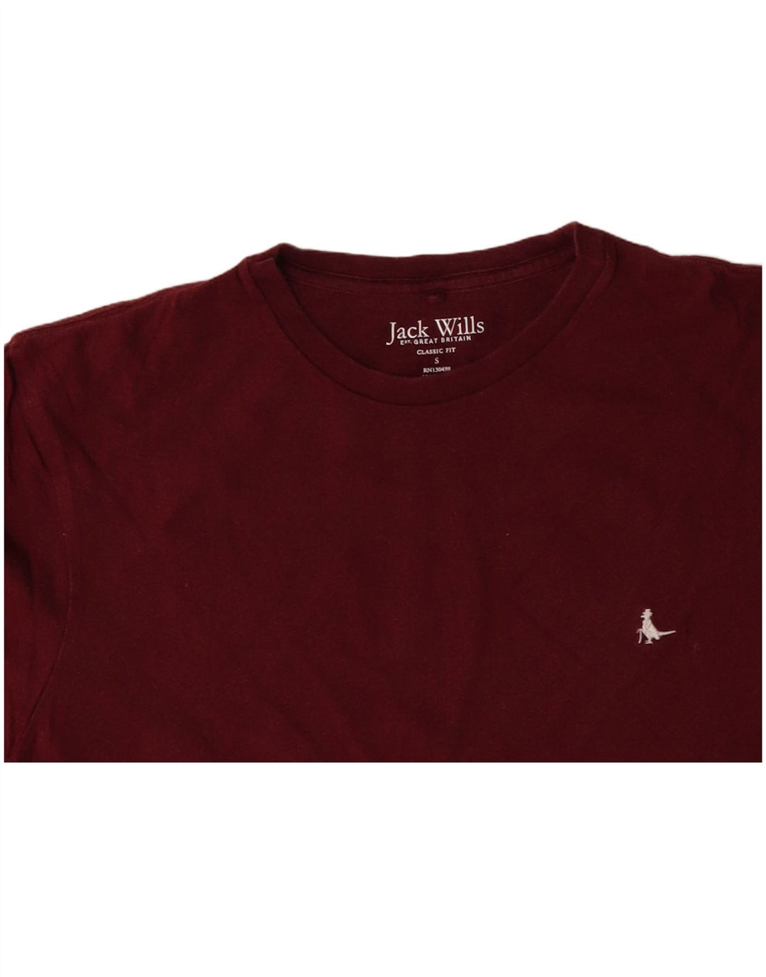 JACK WILLS T-shirt coupe classique pour homme, petit, en coton bordeaux