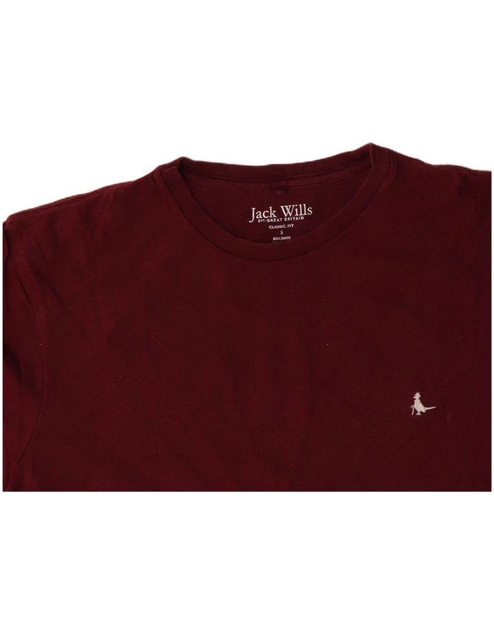 JACK WILLS T-shirt coupe classique pour homme, petit, en coton bordeaux